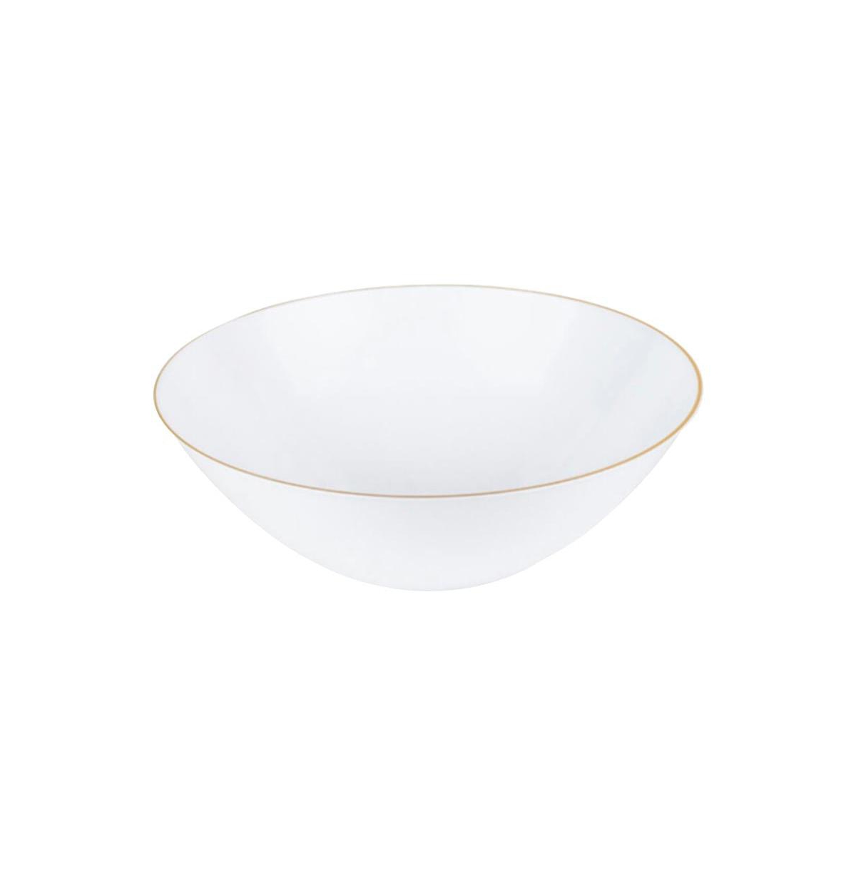 6 oz. White with Gold Rim Organic Round Disposable Plastic Dessert Bowls ( 110 pcs )