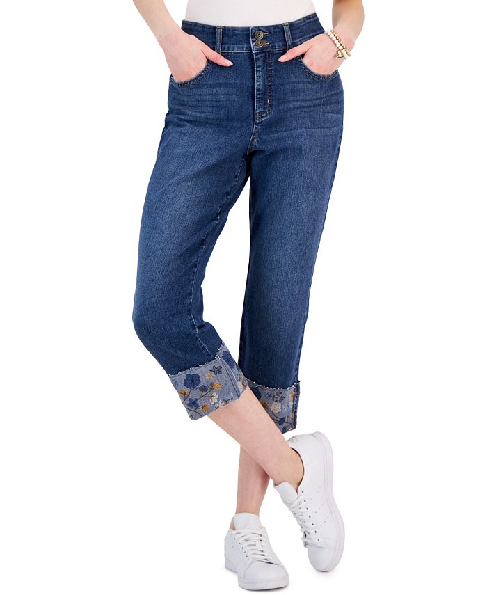 Ønske Sindssyge Reporter Style & Co Women's Embroidered High-Rise Cuffed Capri Jeans Created for  Macy's - Macy's