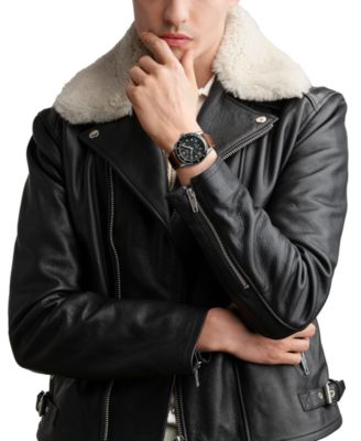 Men's Swiss Automatic Spirit Zulu Time Brown Leather Strap Watch 42mm