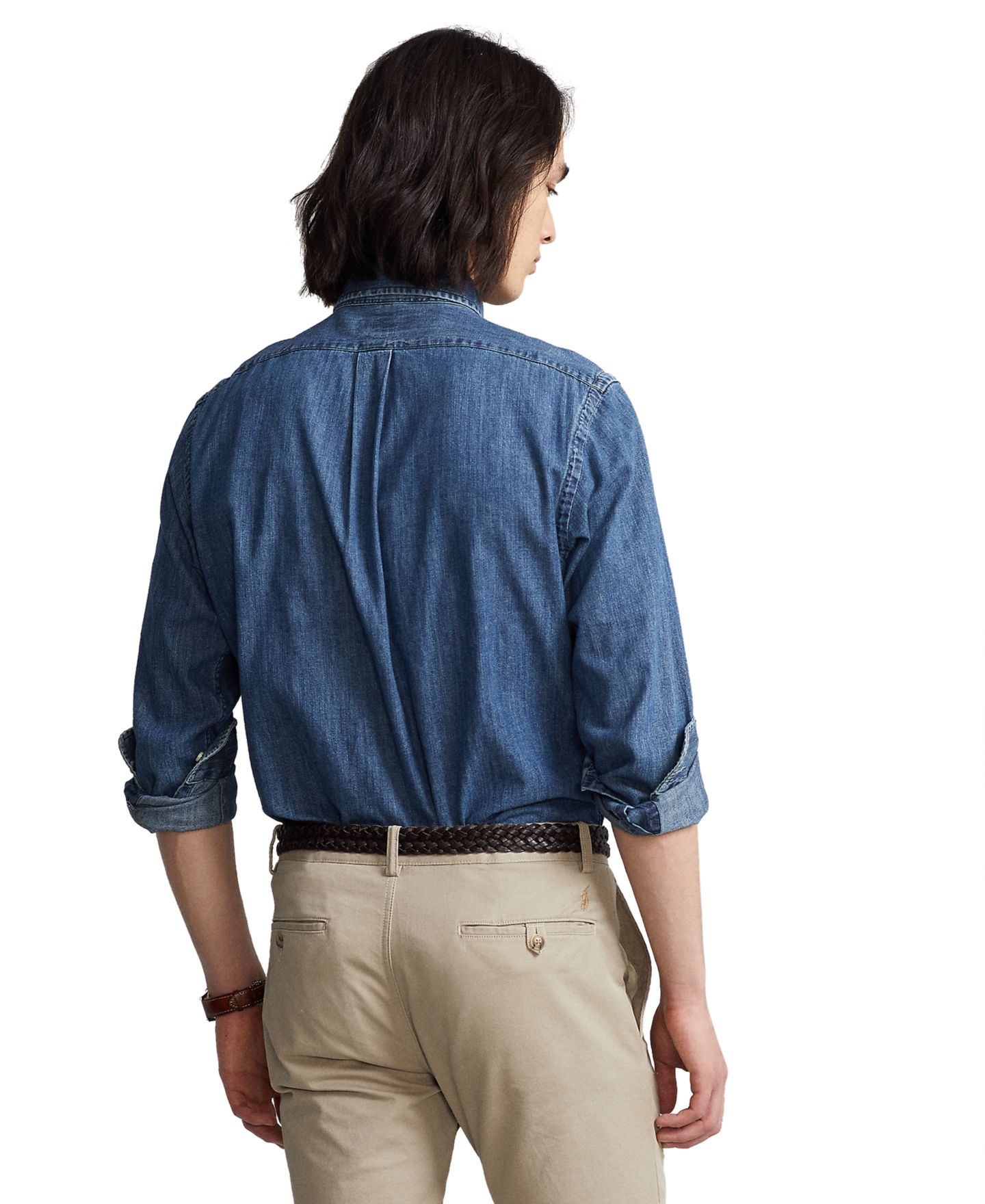 Мужская рубашка Polo Ralph Lauren Classic-Fit Denim, цвет: Джинсовый — фото 9