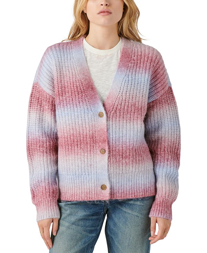 LUCKY BRAND OPEN FRONT CARDIGAN SWEATER WOMEN'S SIZE M - MULTICOLOR PRINT