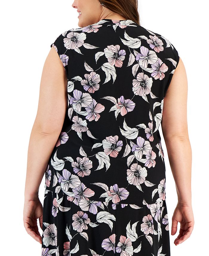 Kasper Plus Size Floral SquareNeck CapSleeve Blouse Macy's