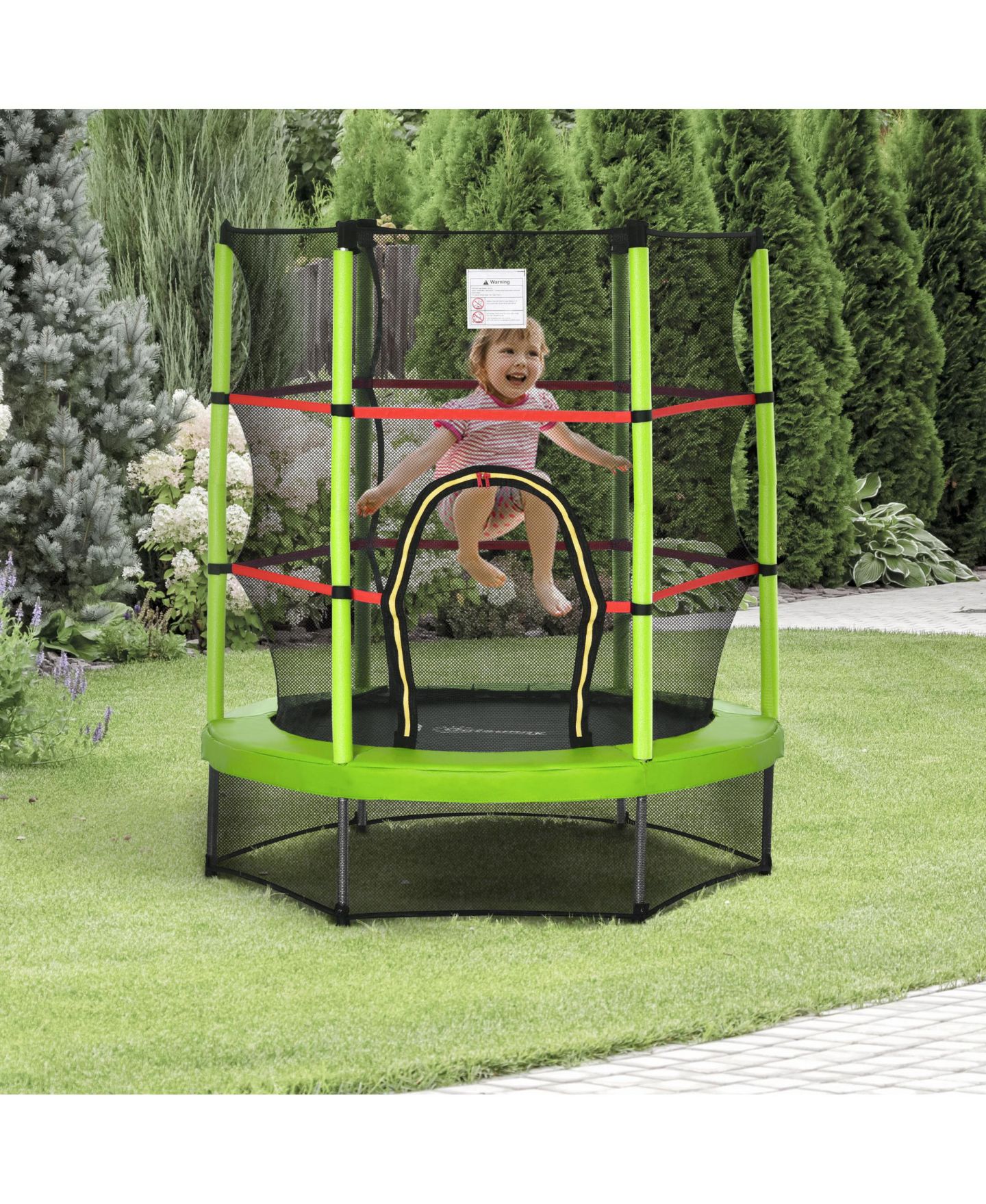 Детская игрушка Outsunny 5 Ft. Springless Design Kids Trampoline with Enclosure Net, 99 lb. Capacity, Ages 3-6 — фото 9