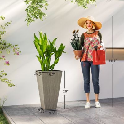 28" Tall Plastic Flower Pot, Set of 3, Large Outdoor & Indoor