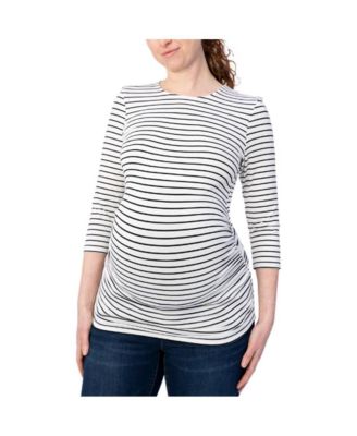 Maternity 3/4 Sleeve Black and White Stripe Top