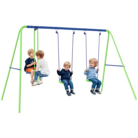 Детские игрушки Outsunny 2-in-1 Metal Swing Set with Adjustable Swing Seats & Glider, Ages 3+