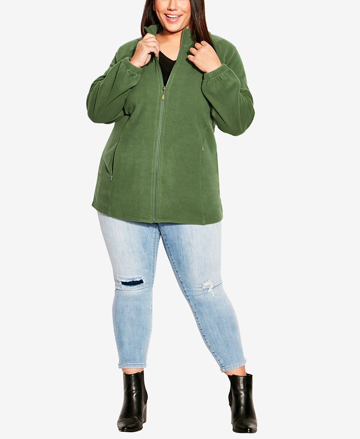 Avenue Plus Size Polar Fleece Zip Jacket Macy's