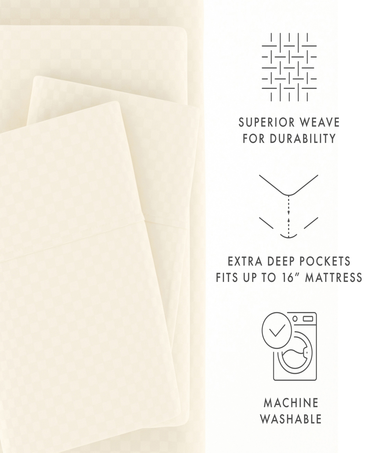 Expressed In Embossed by The Home Collection Checkered 4 Piece Bed Sheet Set,