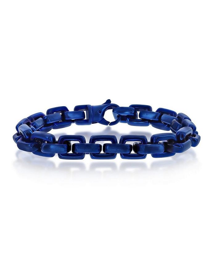 Blackjack Mens Stainless Steel Anchor Link Bracelet Blue Plating Macy's