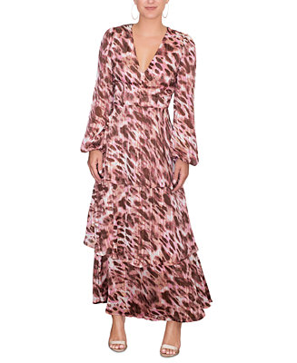 RACHEL Rachel Roy Women's Fatima Metallic Printed Tiered Maxi Dress ...