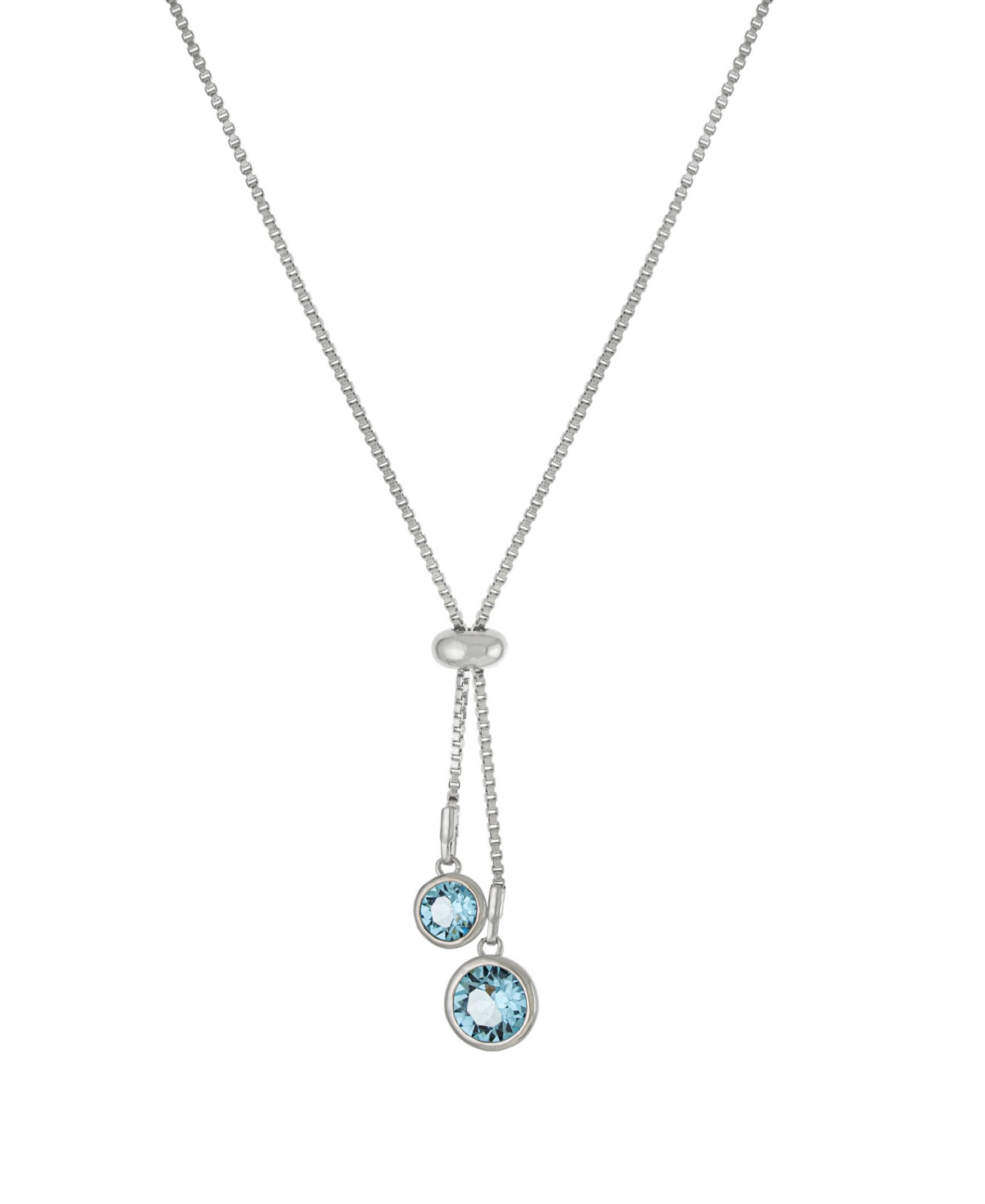 Macy's Crystal 30" Adjustable Box Chain Necklace (13/50 Ct. T.w.) In Fine Silver Plated Brass In Aqua