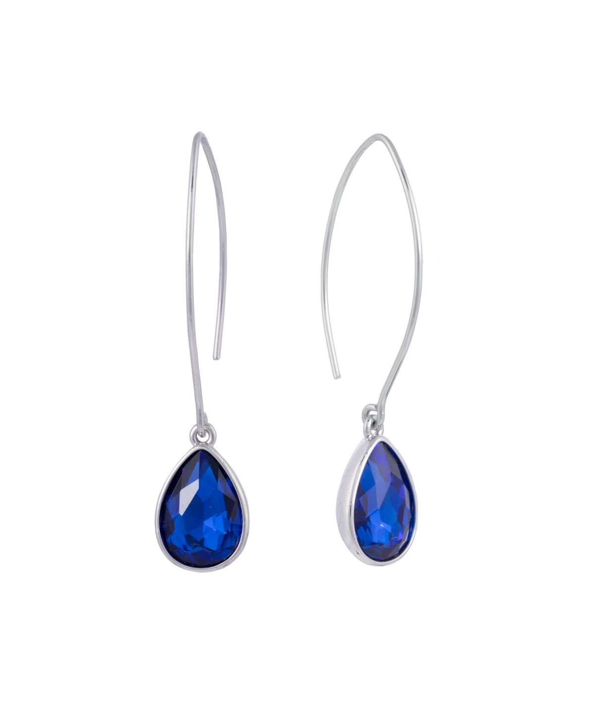 Macy's Crystal Wire Drop Earrings (24/25 Ct. T.w.) In Fine Silver Plated Brass Or 14k Gold Over Fine Silver In Blue