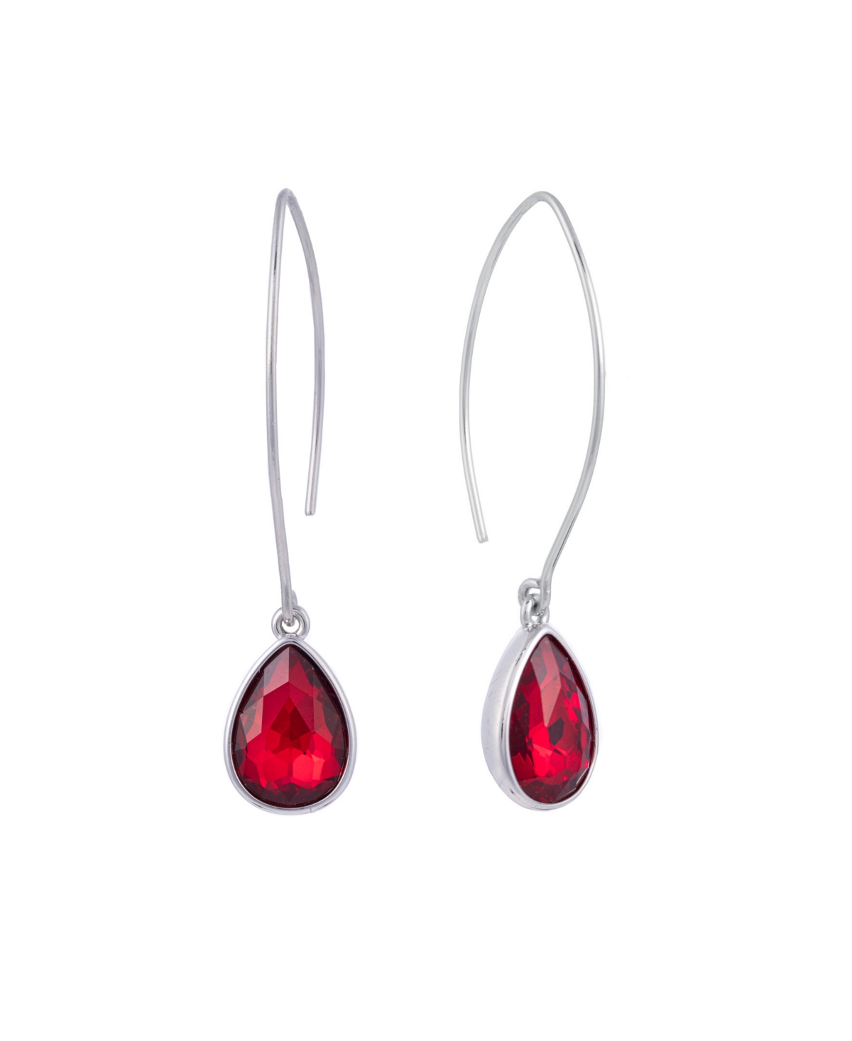 Macy's Crystal Wire Drop Earrings (24/25 Ct. T.w.) In Fine Silver Plated Brass Or 14k Gold Over Fine Silver In Red