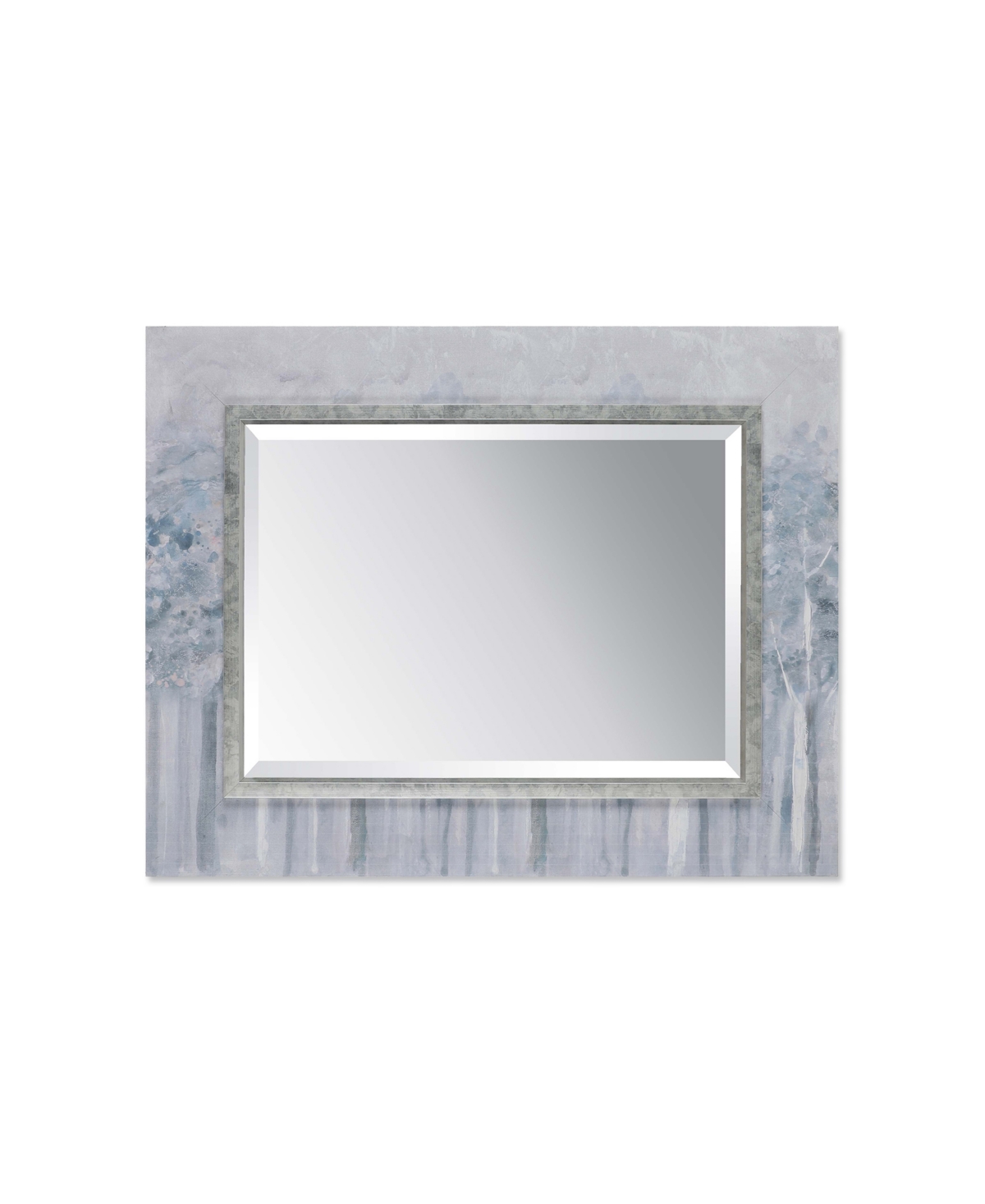 Decorative Rectangular Art Mirror, 31.25" x 39.25" - Blue, Silver