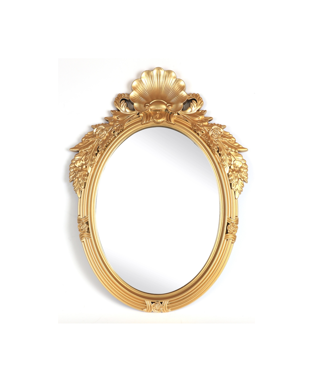 Oval Antique-Like Metal Framed Wall Mirror, 35" x 26" - Gold