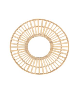 Round Rattan Boho Decorative Wall Mirror, 24" D