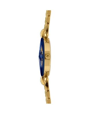 Facet Strass Swiss Gold Plated Ladies 30mm Watch - Blue Dial