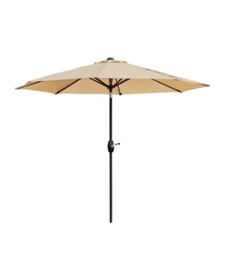 9 Ft Outdoor Patio Market Umbrella with Decorative Round Resin Base