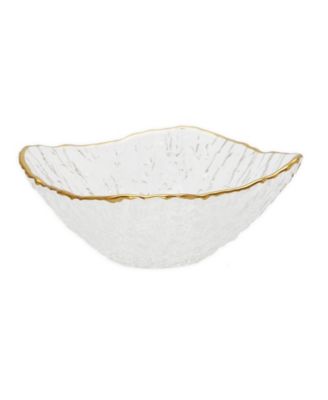 Crushed Glass Square Dessert Bowl with Rim, Set of 4