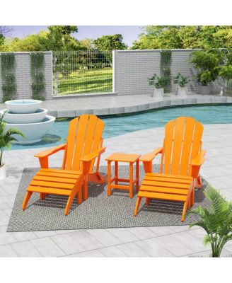 5 Piece Outdoor Adirondack Folding Chair with Ottoman Side Table Set