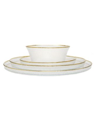 Pebbled Glass Bowl Raised Rim with Border