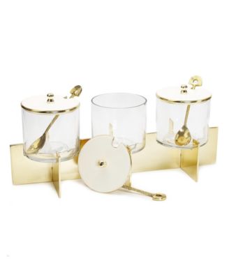 3-Piece Glass Canister with Lids and Block Base Set