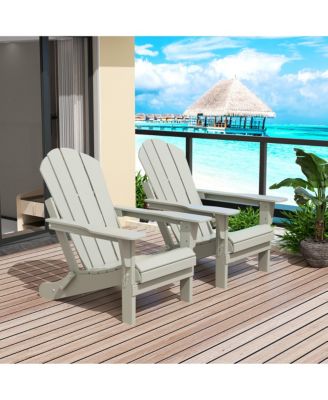 All-Weather Contoured Outdoor Poly Folding Adirondack Chair (Set of 2)