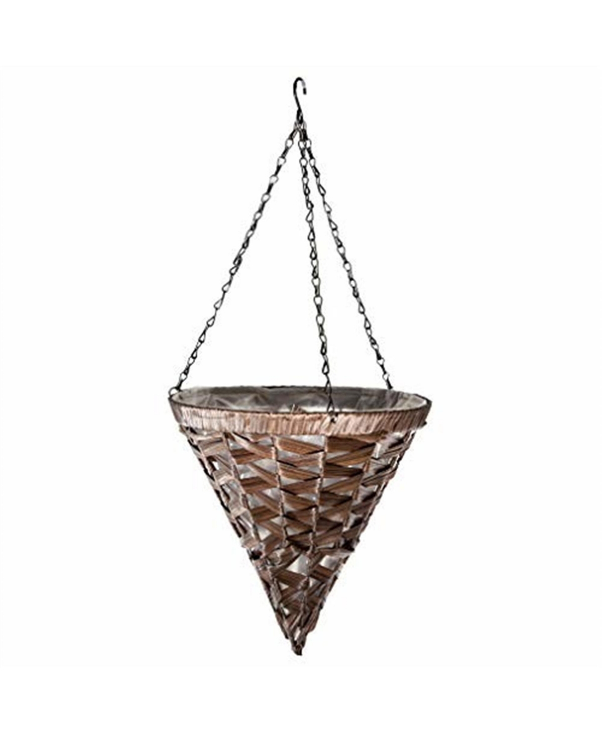 Woven Plastic Wicker Hanging Basket, Coffee Wicker - Brown