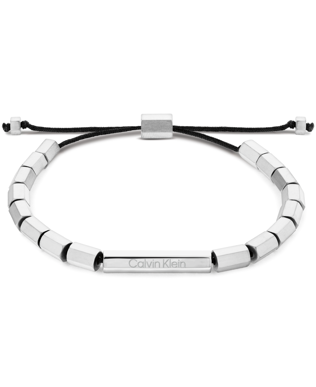 Calvin Klein Men's Stainless Steel Beaded Bracelet In Silver