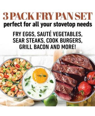 Hammered Copper 3-Piece Ti-Cerama Nonstick Frying Pan Set