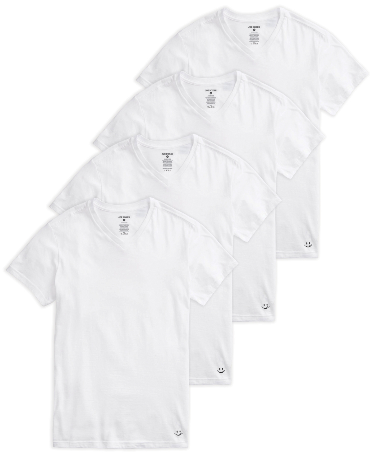 Men's V-Neck T-shirt, Pack of 4 - White