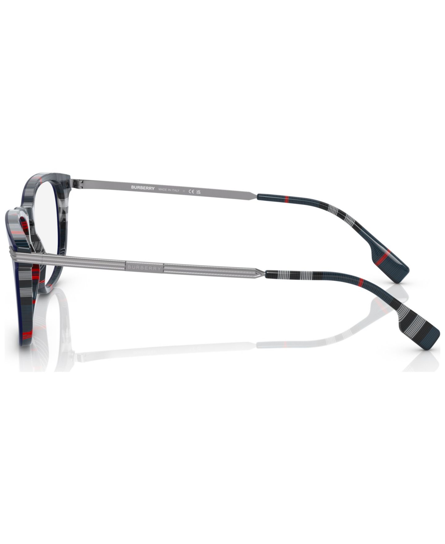 Мужские очки Burberry Man Rectangle Plastic BE2369 Cedric Eyeglasses, цвет: Синий тёмно-синий клетчатый — фото 3
