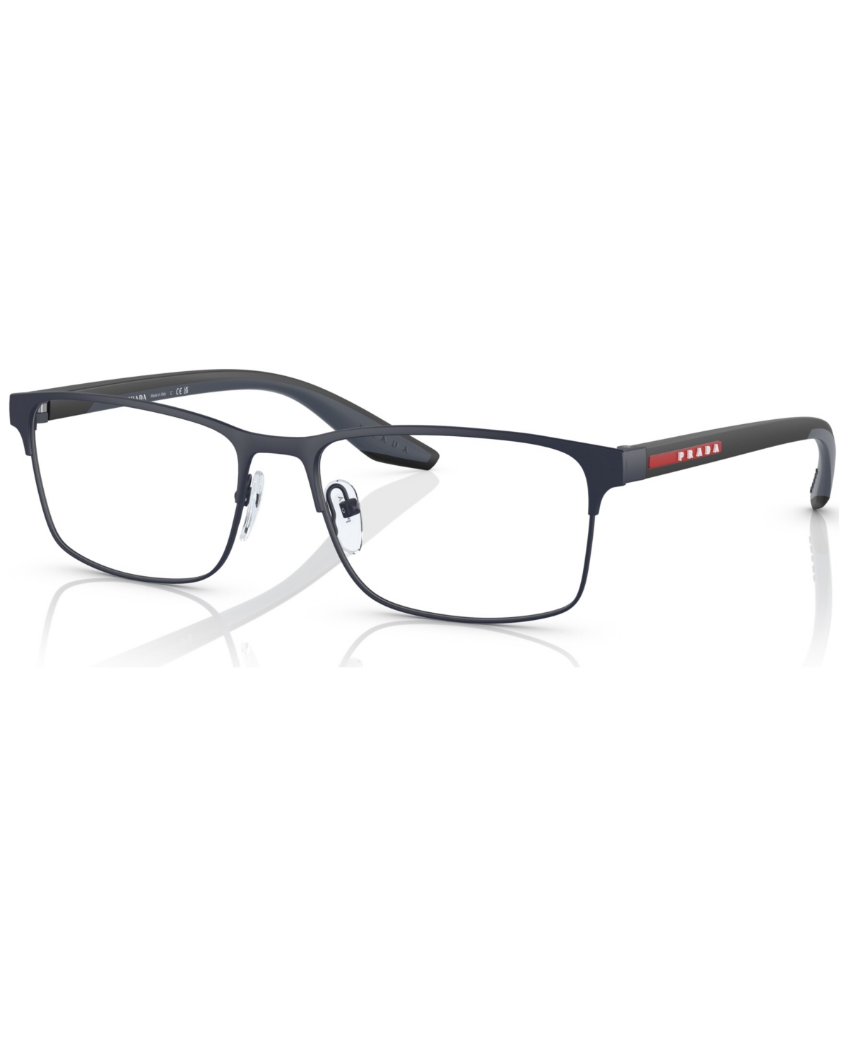 Men's Rectangle Eyeglasses, Ps 50PV57-o - Black, Silver-Tone