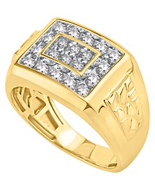 Men's Diamond Cluster Nugget Detail Ring (1 ct. t.w.) in 10k Gold