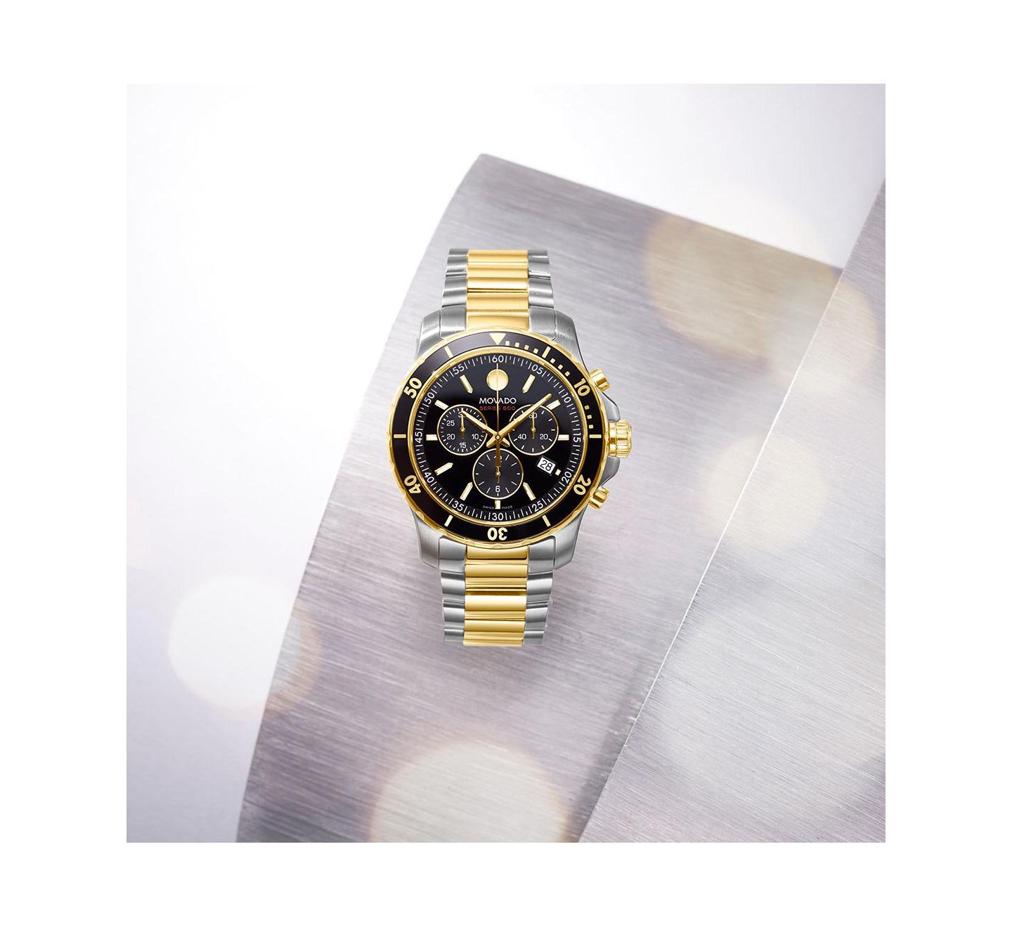 Мужские часы Movado Swiss Chronograph Series 800 Two-Tone PVD Stainless Steel Bracelet Diver Watch 42mm — фото 11