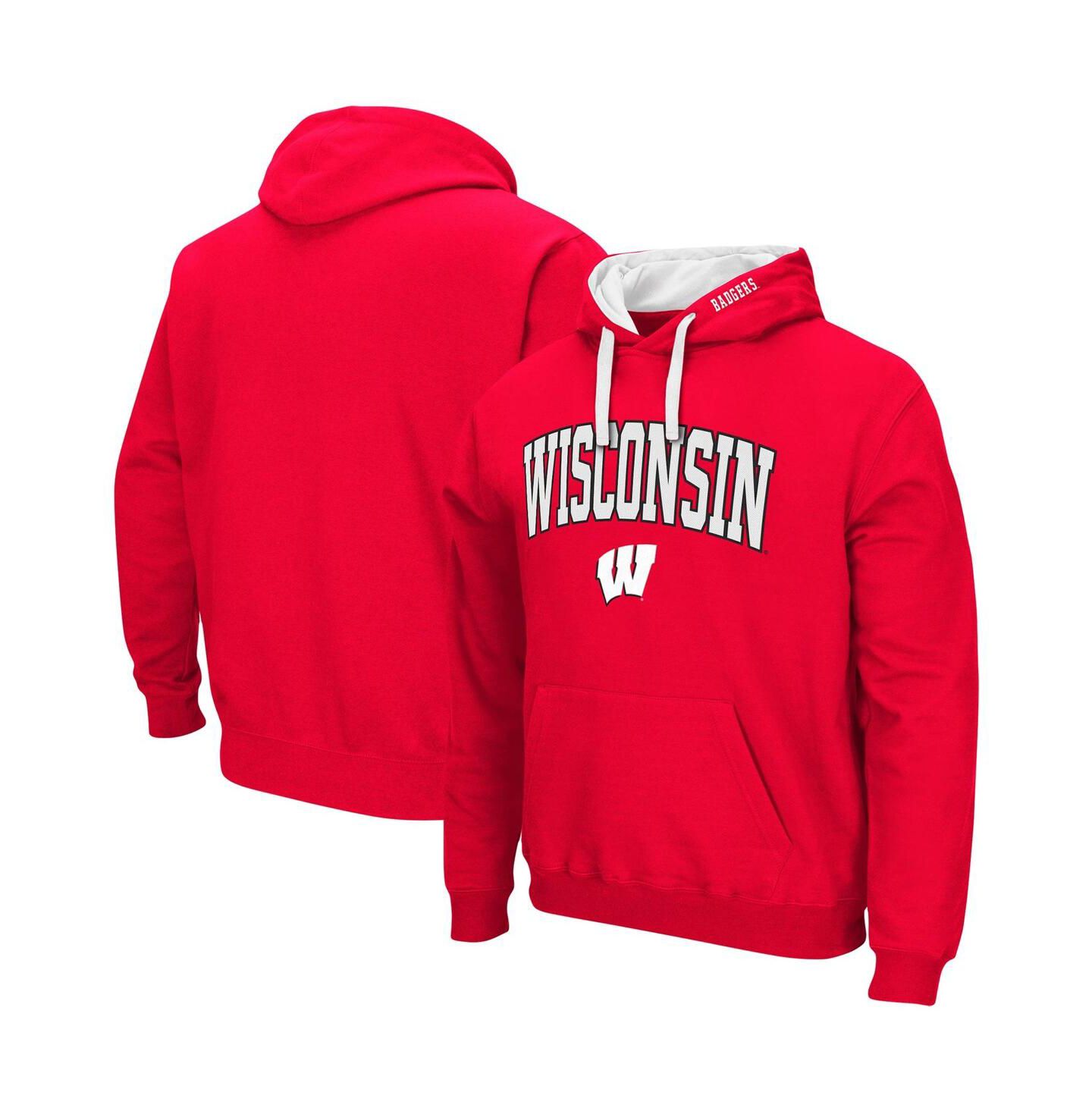 Мужское худи Colosseum Wisconsin Badgers Big and Tall Arch & Logo 2.0 Pullover, цвет: Угольный — фото 8