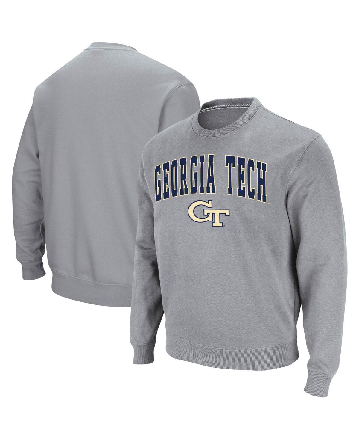 Shop Colosseum Men's  Heathered Gray Georgia Tech Yellow Jackets Arch & Logo Tackle Twill Pullover Sweatsh