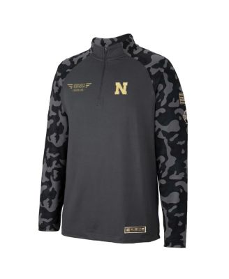 Men's Charcoal Nebraska Huskers OHT Military-Inspired Appreciation Long Range Raglan Quarter-Zip Jacket
