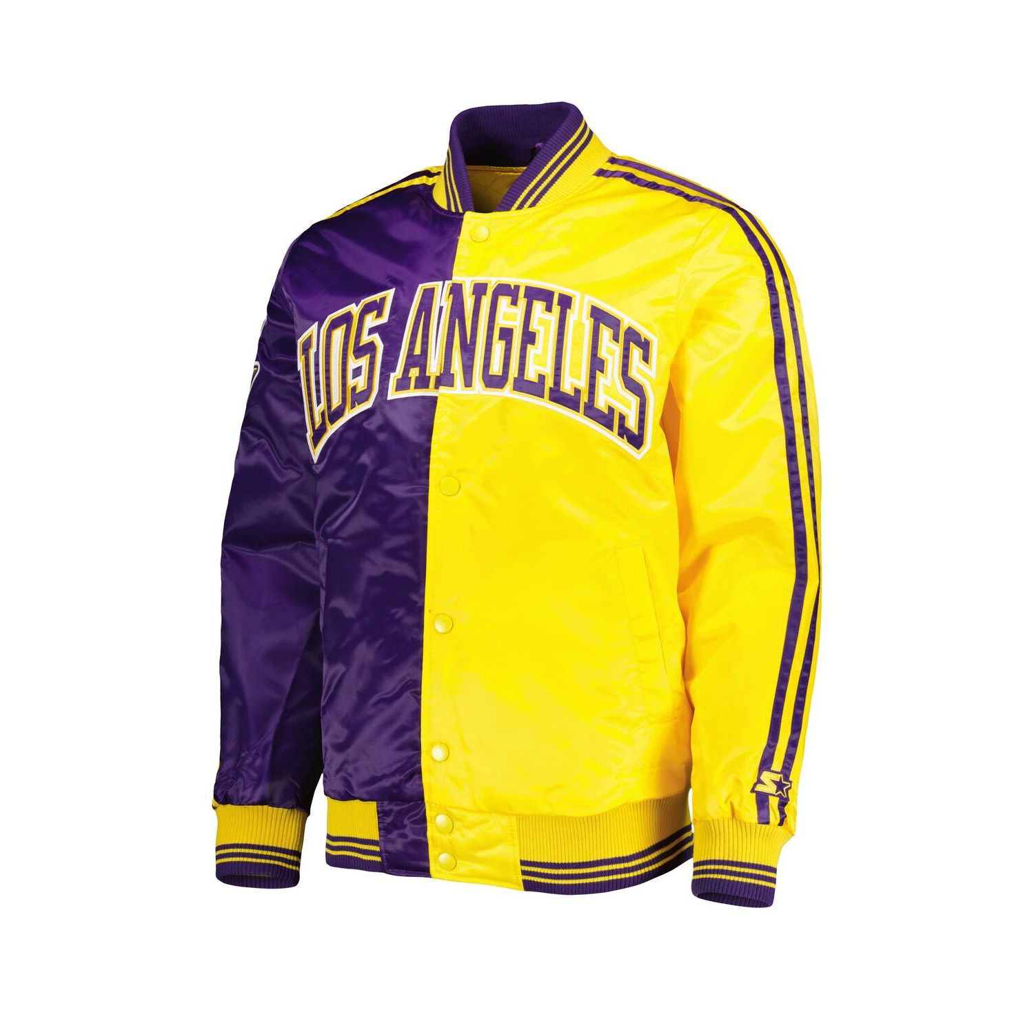 Men's Purple, Gold Los Angeles Lakers Fast Break Satin Full-Snap Jacket