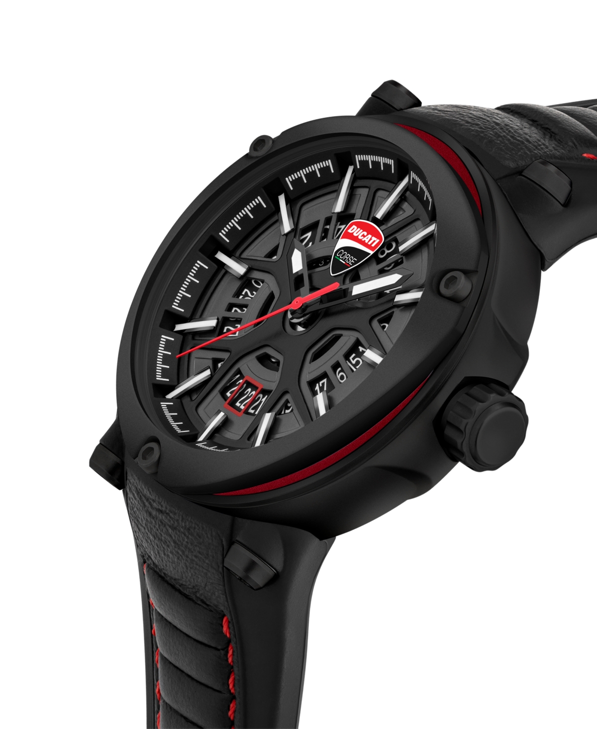 Ducati Corse Men's Partenza Collection TimepieceSilicon Strap Watch, 49mm - Black