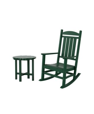 2-Piece Classic Porch Rocking Chair With Side Table Set