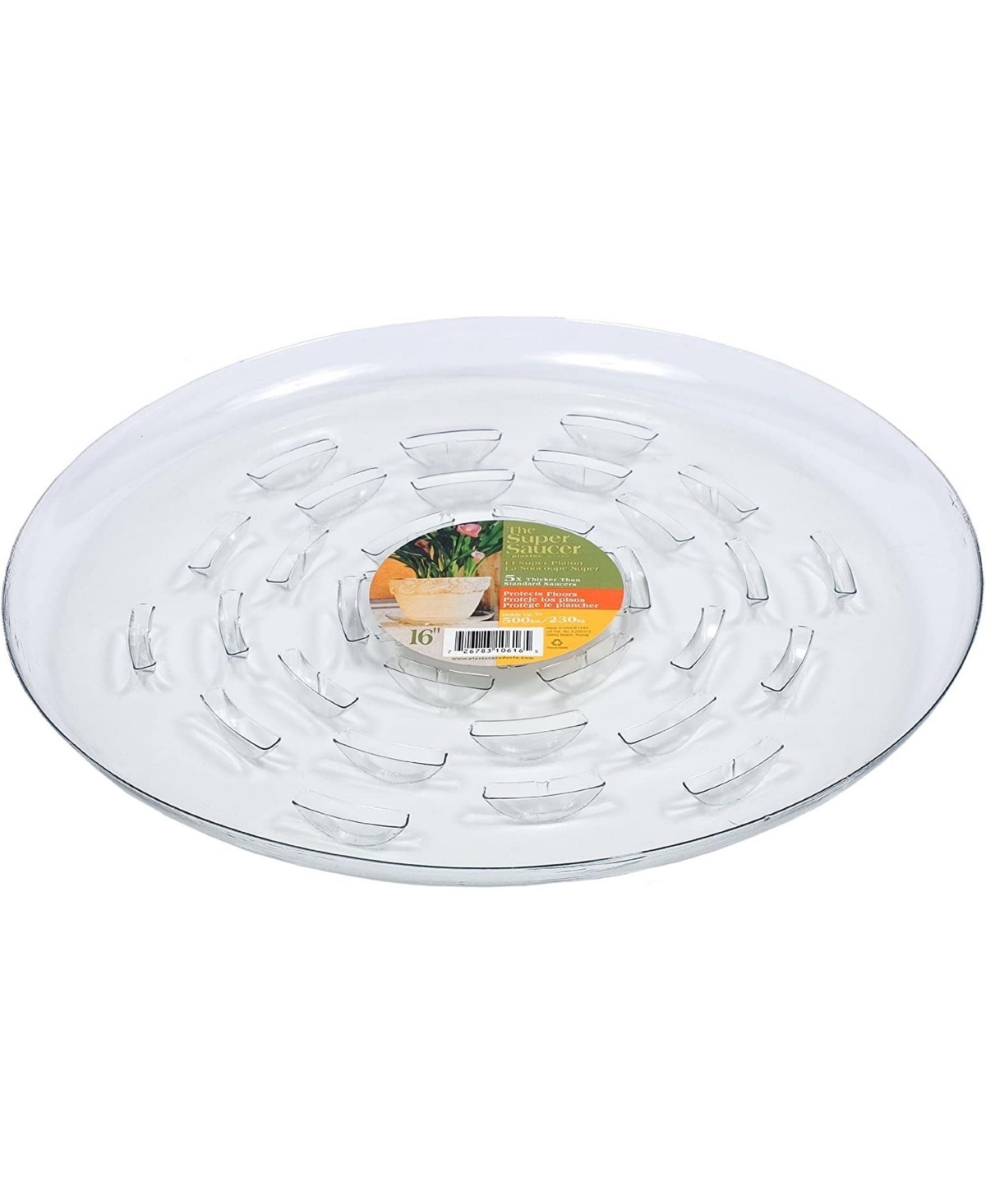 Super Plant Saucer, Clear Plastic, 16in D