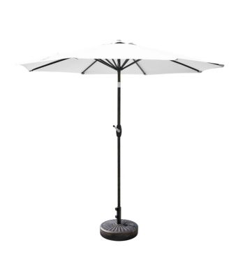 9 Ft Outdoor Patio Market Umbrella with Bronze Round Base