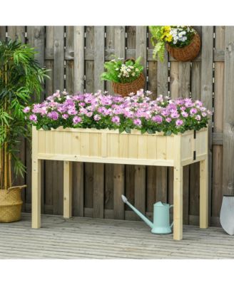 Outdoor Patio  Backyard Plant Box w/ Included Inner Liner, Wood