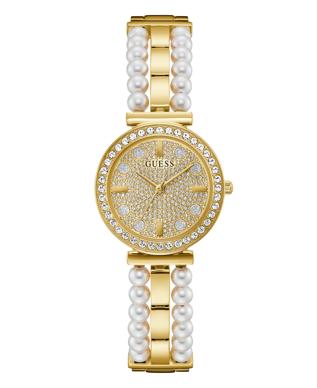Guess Women's Gold-tone Glitz Stainless Steel Bracelet Watch, 30mm