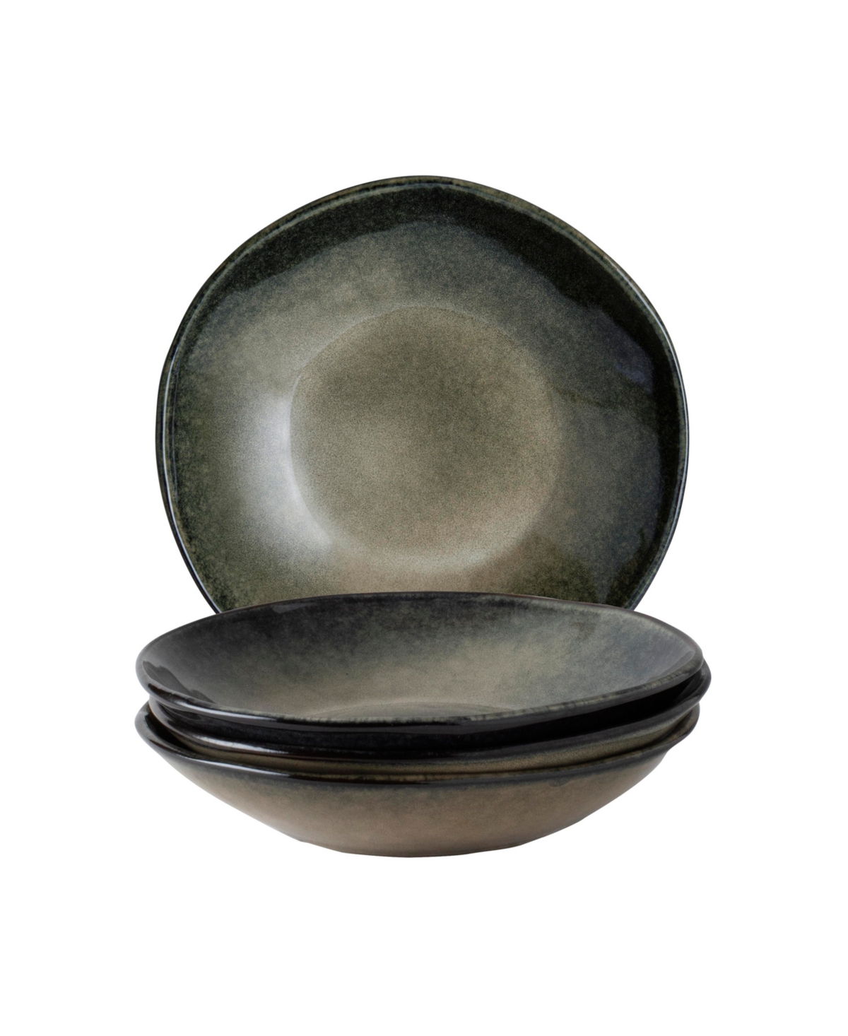 Dutch Rose Amsterdam 4 Deep Plates Set, Service For 4 In Green