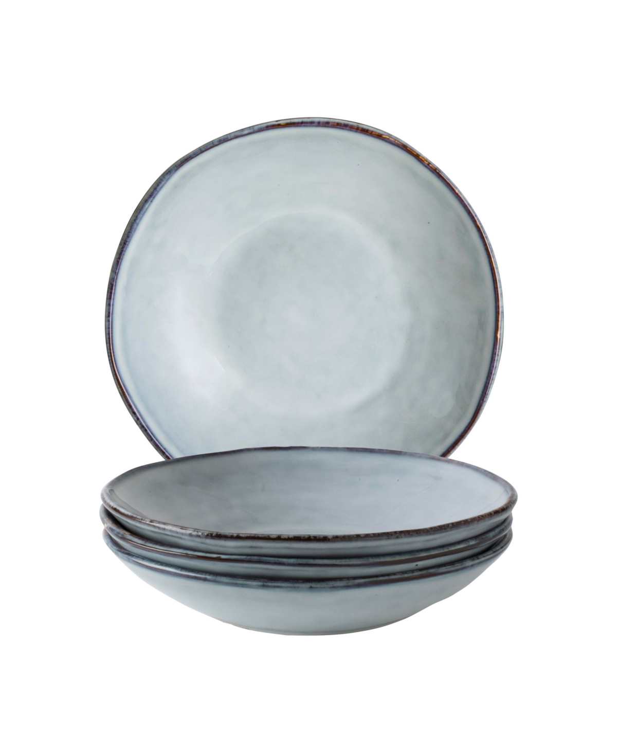 Dutch Rose Amsterdam 4 Deep Plates Set, Service For 4 In Blue