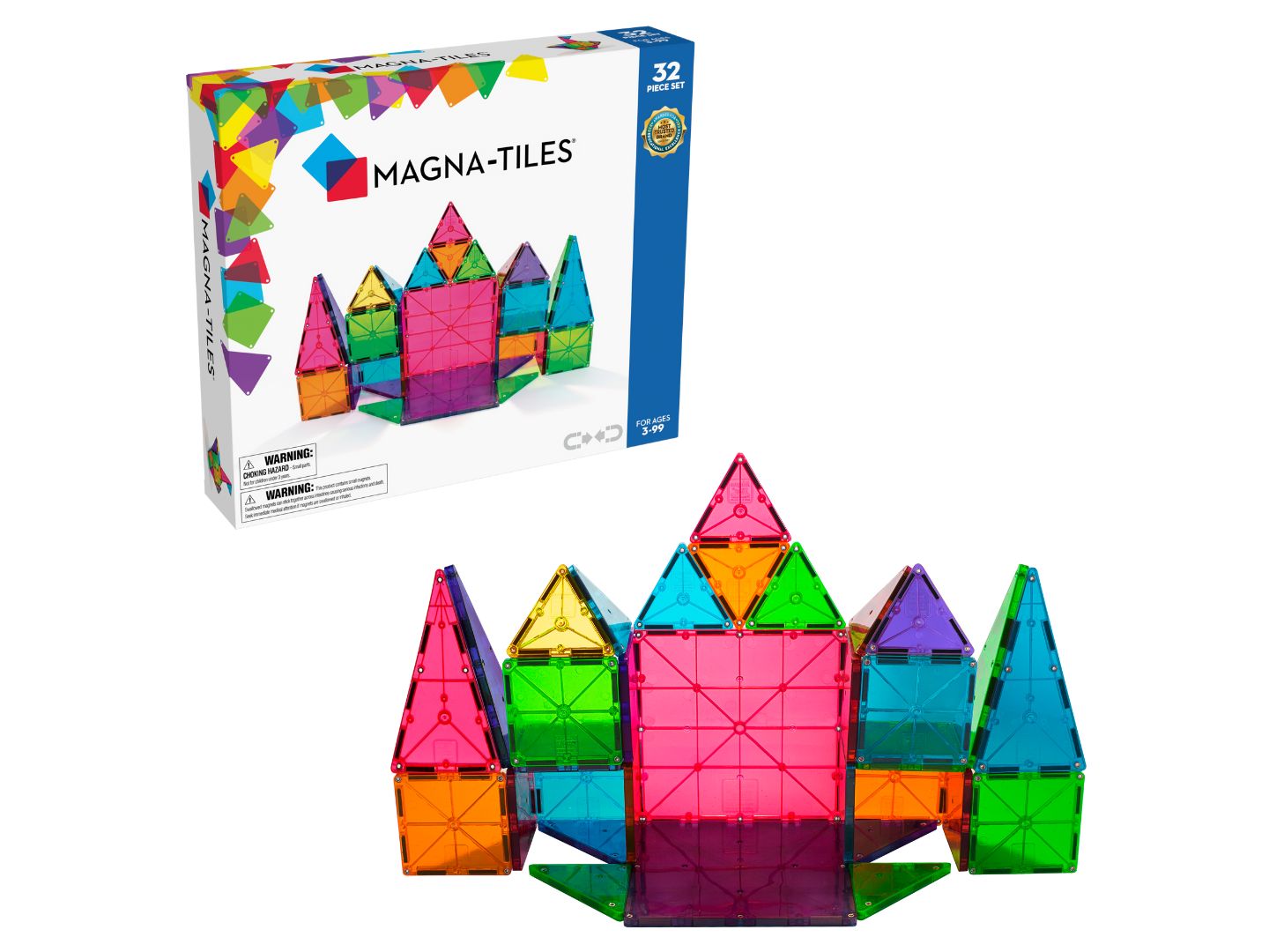 Детский конструктор Magna-Tiles® Classic 32-Piece Magnetic Building Set, Ages 3+ — фото 1