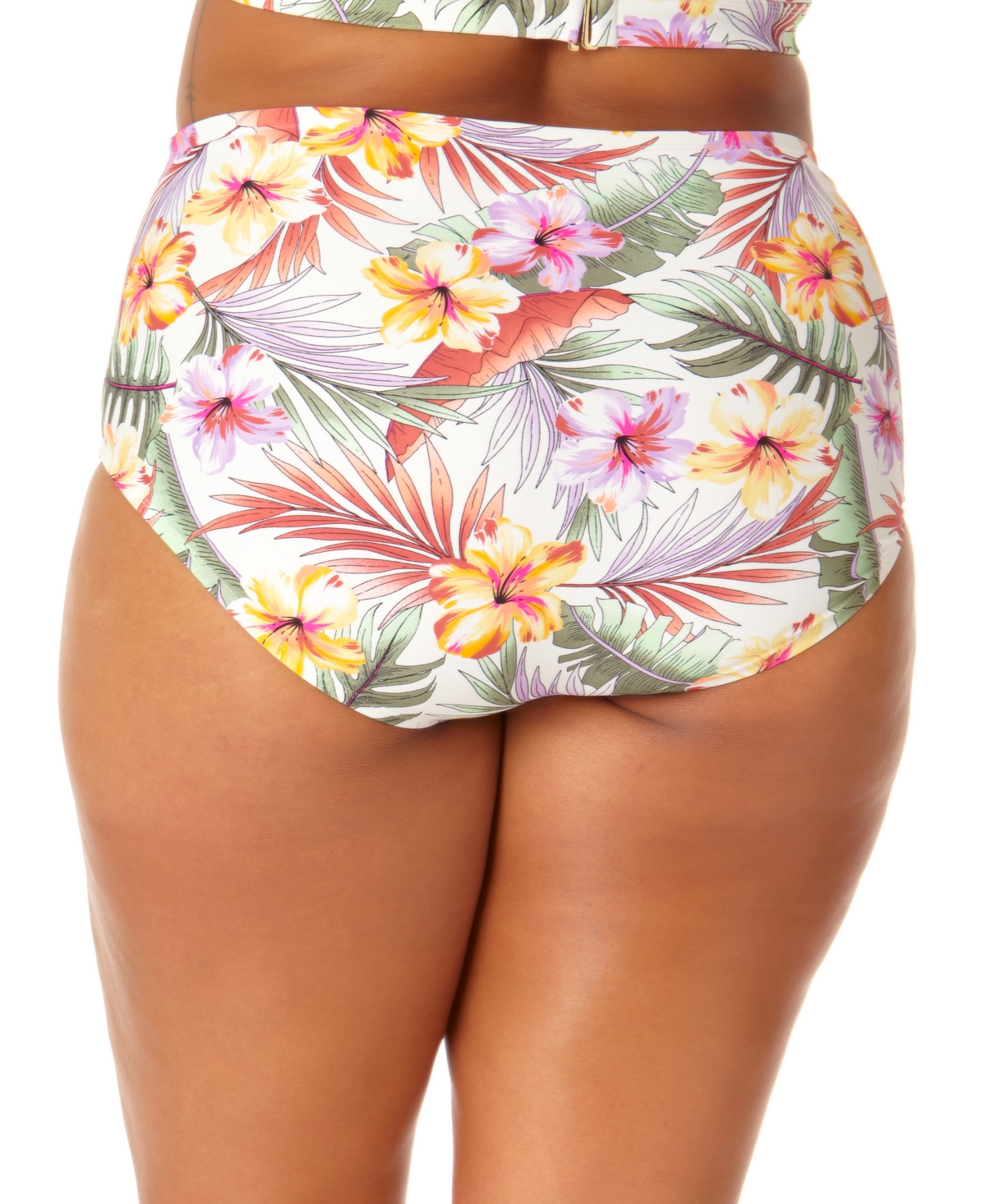 Salt + Cove Juniors' Plus Size Printed High-Waist Swim Bottoms, Created for Macy's