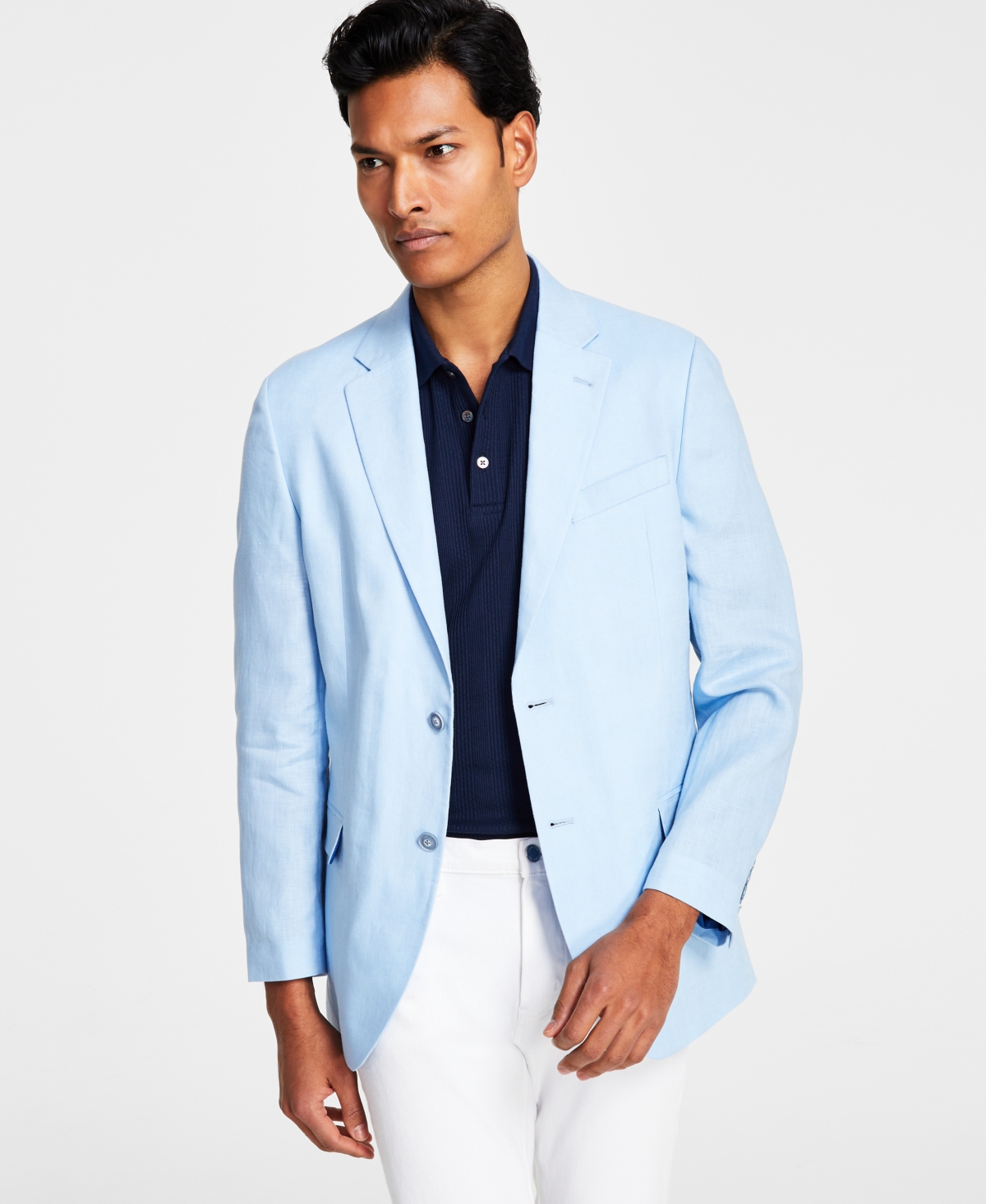 Shop Nautica Men's Modern-fit Solid Colored Linen Sport Coat In Light Blue Solid